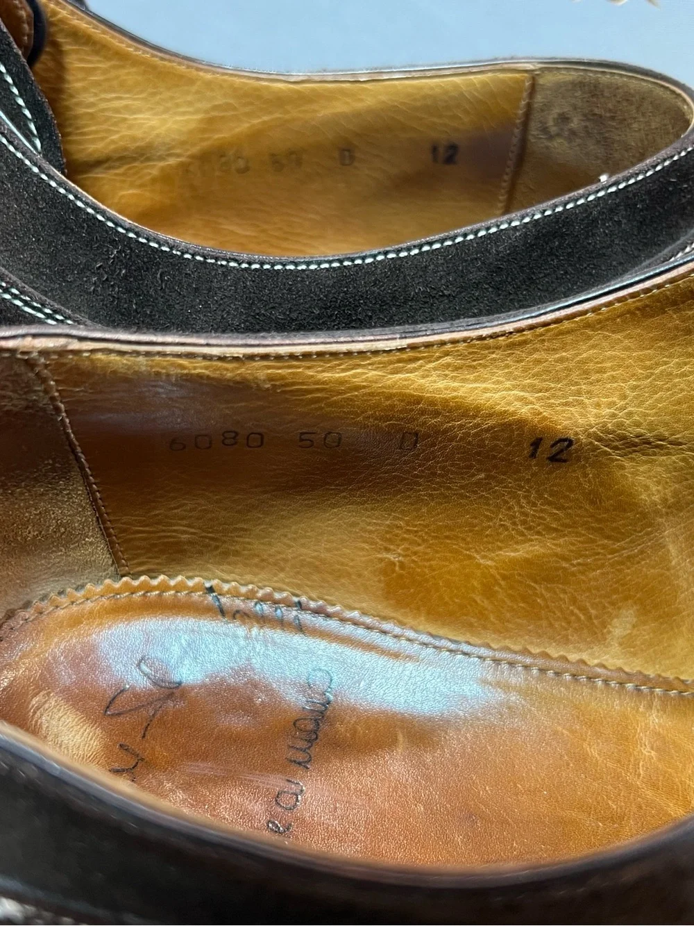 Santoni Dark Brown Suede Split Toe Derby Shoes Mens Sz 12D Vibram Soles 🇮🇹